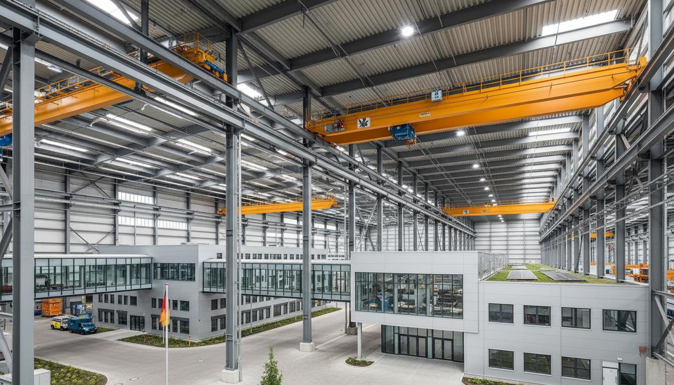 Extension usine AutoParts Stuttgart - Structure industrielle ponts roulants 20t 12 000m²